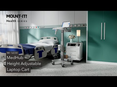MedHub Height Adjustable Laptop Cart with Security Bar