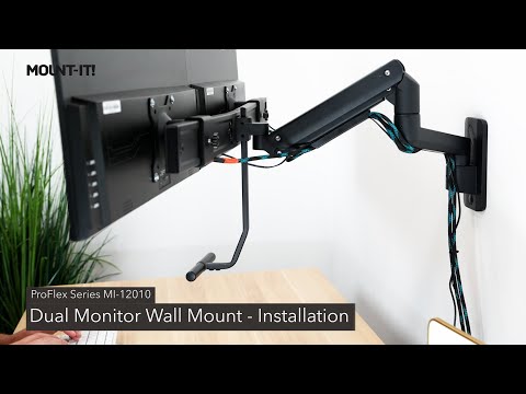 Dual Monitor Wall Mount with Gas Spring Arm and Crossbar