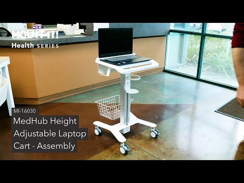 MedHub Height Adjustable Laptop Cart with Security Bar | MI-16030 (Assembly)