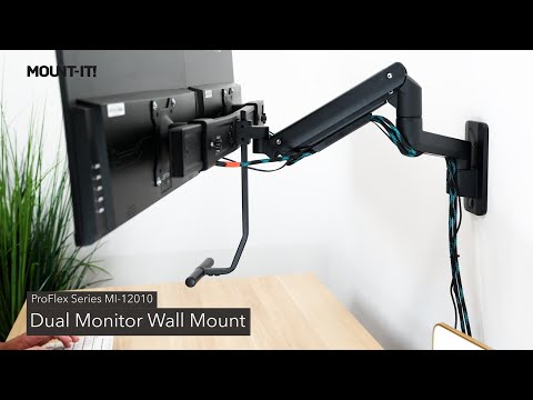 Dual Monitor Wall Mount with Gas Spring Arm and Crossbar