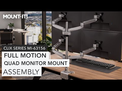 Full Motion Quad Monitor Desk Mount