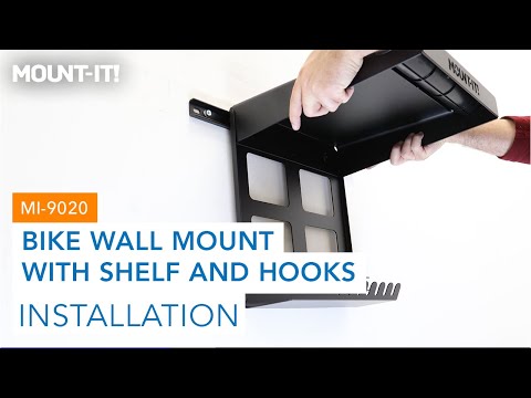 Bike Wall Mount with Shelf and Hooks