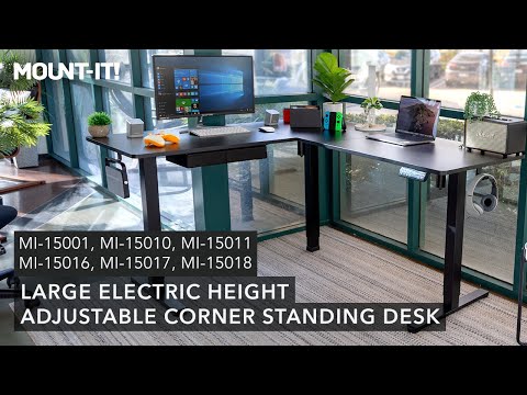 Large Height Adjustable Corner Sit-Stand Desk MI-15001 Features Video