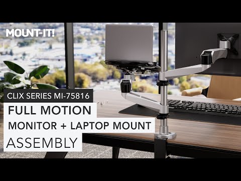 Full motion monitor and laptop mount assembly video
