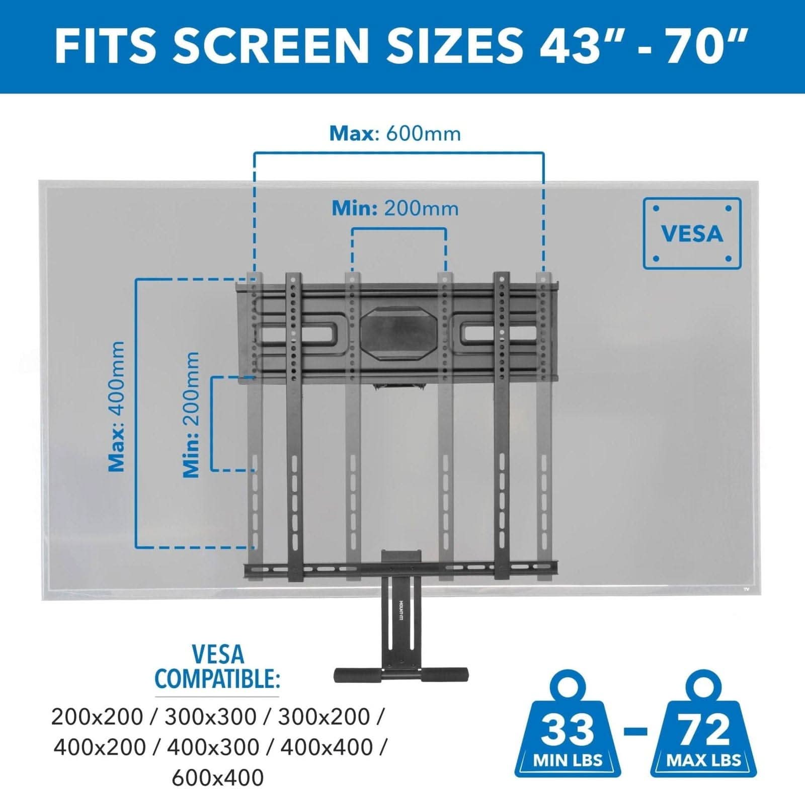 Mount-It! Pull-Down Fireplace TV Mount MI-395 - Thumbnail 4