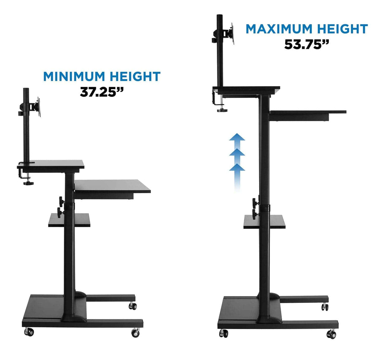 Mobile Standing Desk - Rolling Computer Work Station with Monitor Mount - Mount-It! -