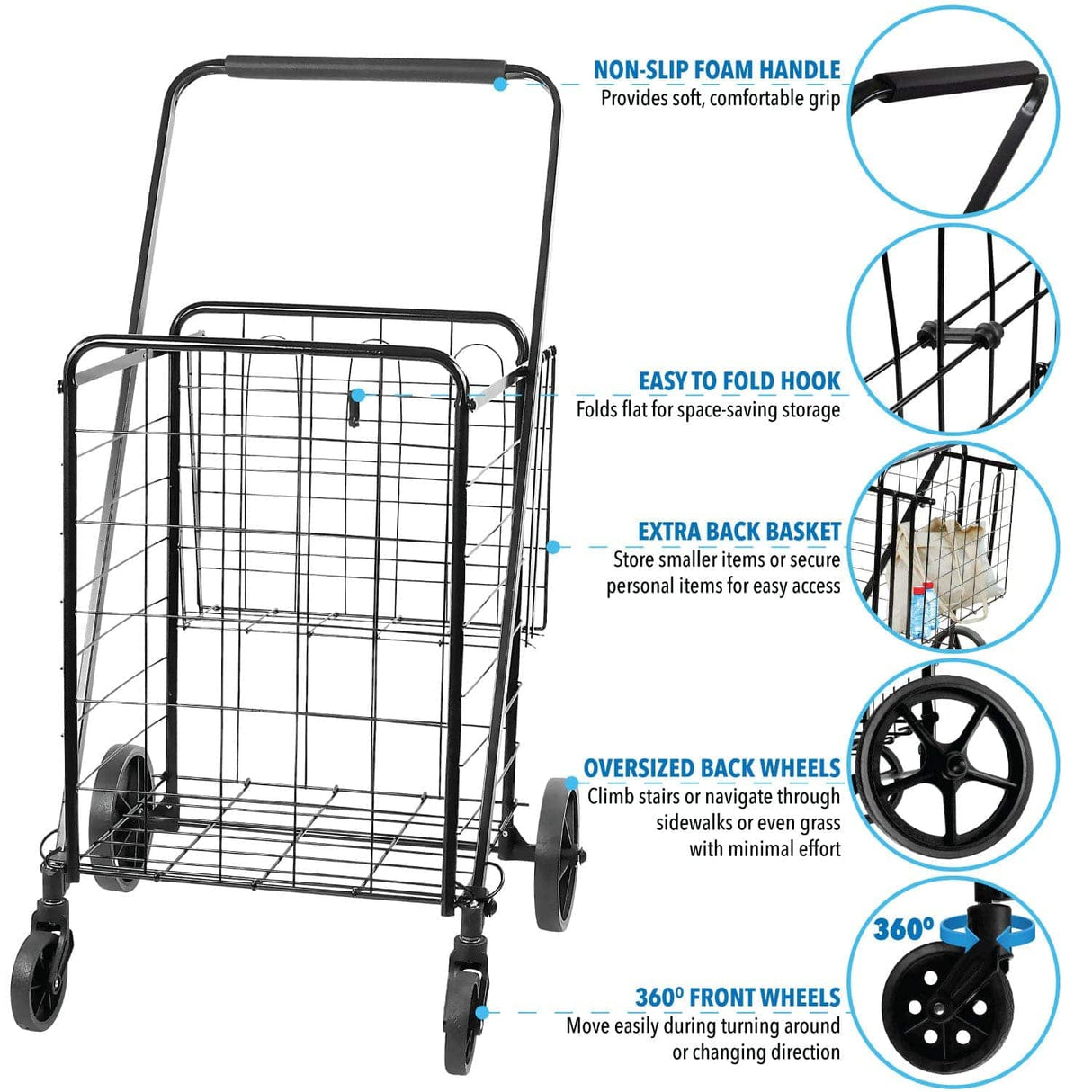 Hand Truck - Rolling Utility Shopping Cart - Mount-It! - MI-907