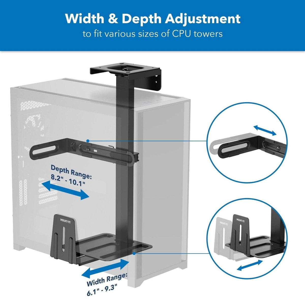 Computer Column Mount Rotating Heavy-Duty Under Desk / Wall CPU Mount - Mount-It!