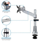 Silver Monitor Mount - Adjustable Single Monitor Desk Mount - Mount-It! - MI-32111