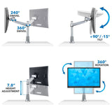 Silver Monitor Mount - Adjustable Single Monitor Desk Mount - Mount-It! - MI-32111