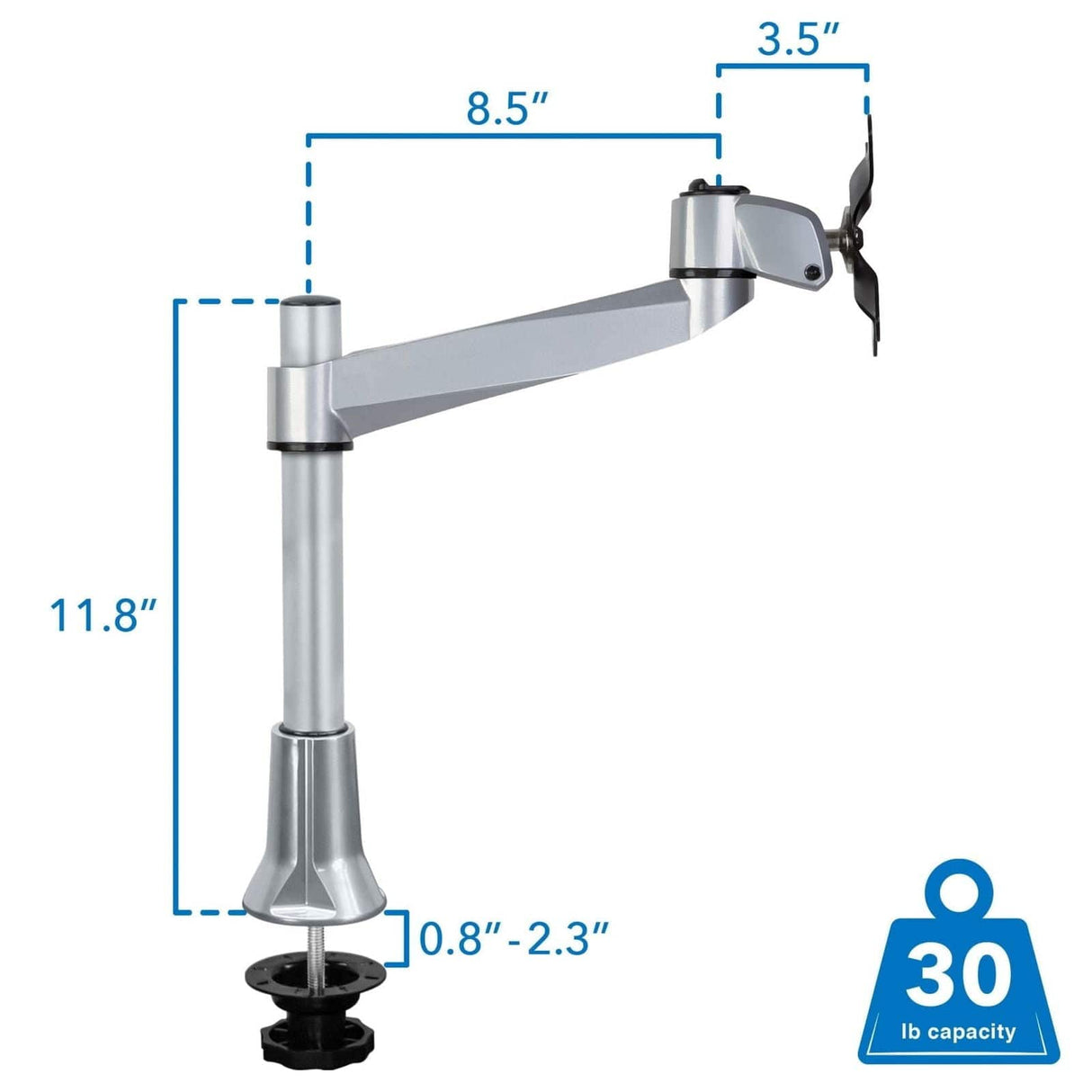Silver Monitor Mount - Adjustable Single Monitor Desk Mount - Mount-It! - MI-32111
