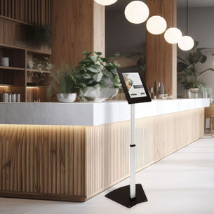 Silver Tablet Stand - Anti-Theft Tablet Floor Stand with Height Adjustment - Mount-It! - MI-3783\_G10