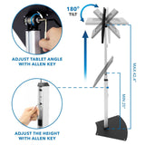 Silver Tablet Stand - Anti-Theft Tablet Floor Stand with Height Adjustment - Mount-It! - MI-3783_G10