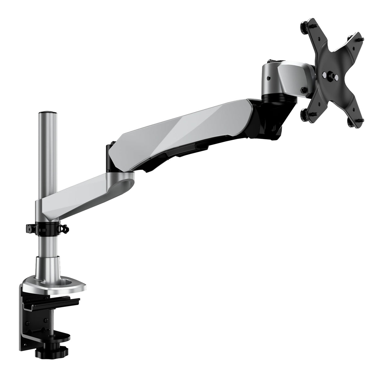Silver Monitor Mount - CLiX Series Full Motion Single Monitor Desk Mount with Gas Spring Arm - Mount-It! - MI-35116