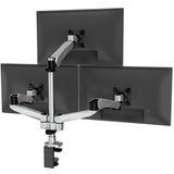 Silver Monitor Mount - CLiX Series Full Motion Triple Pyramid Monitor Desk Mount with Gas Spring Arms - Mount-It! - MI-55116