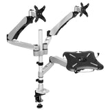 Silver Monitor Mount - Dual Monitor & Laptop Mount with Cooling Fan - Mount-It! - MI-75821