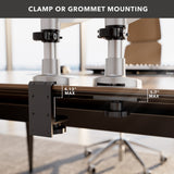 Silver Monitor Mount - Full Motion Dual Monitor + Laptop Mount with Cooling Fan - Mount-It! - MI-75826