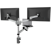 Silver Monitor Mount - Full Motion Dual Monitor + Laptop Mount with Cooling Fan - Mount-It! - MI-75826