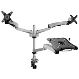 Silver Monitor Mount - Full Motion Dual Monitor + Laptop Mount with Cooling Fan - Mount-It! - MI-75826