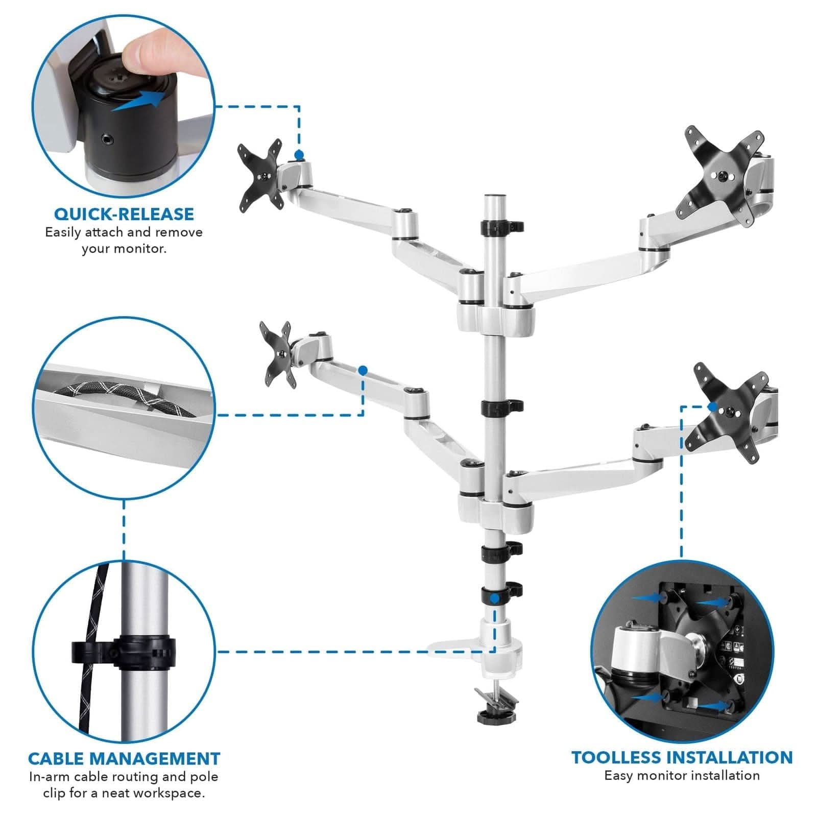 Mount-It! Quad Monitor Desk Mount MI-63151 - Thumbnail 2
