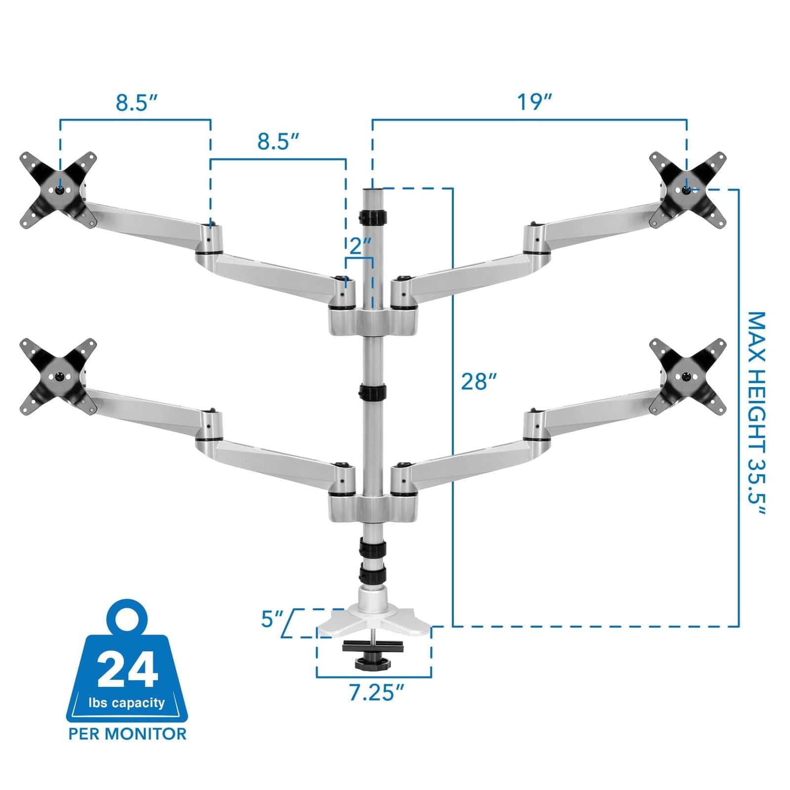 Mount-It! Quad Monitor Desk Mount MI-63151 - Thumbnail 4