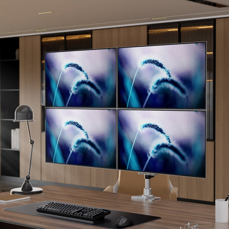 Silver Monitor Mount - Full Motion Quad Monitor Desk Mount - Mount-It! - MI-63156