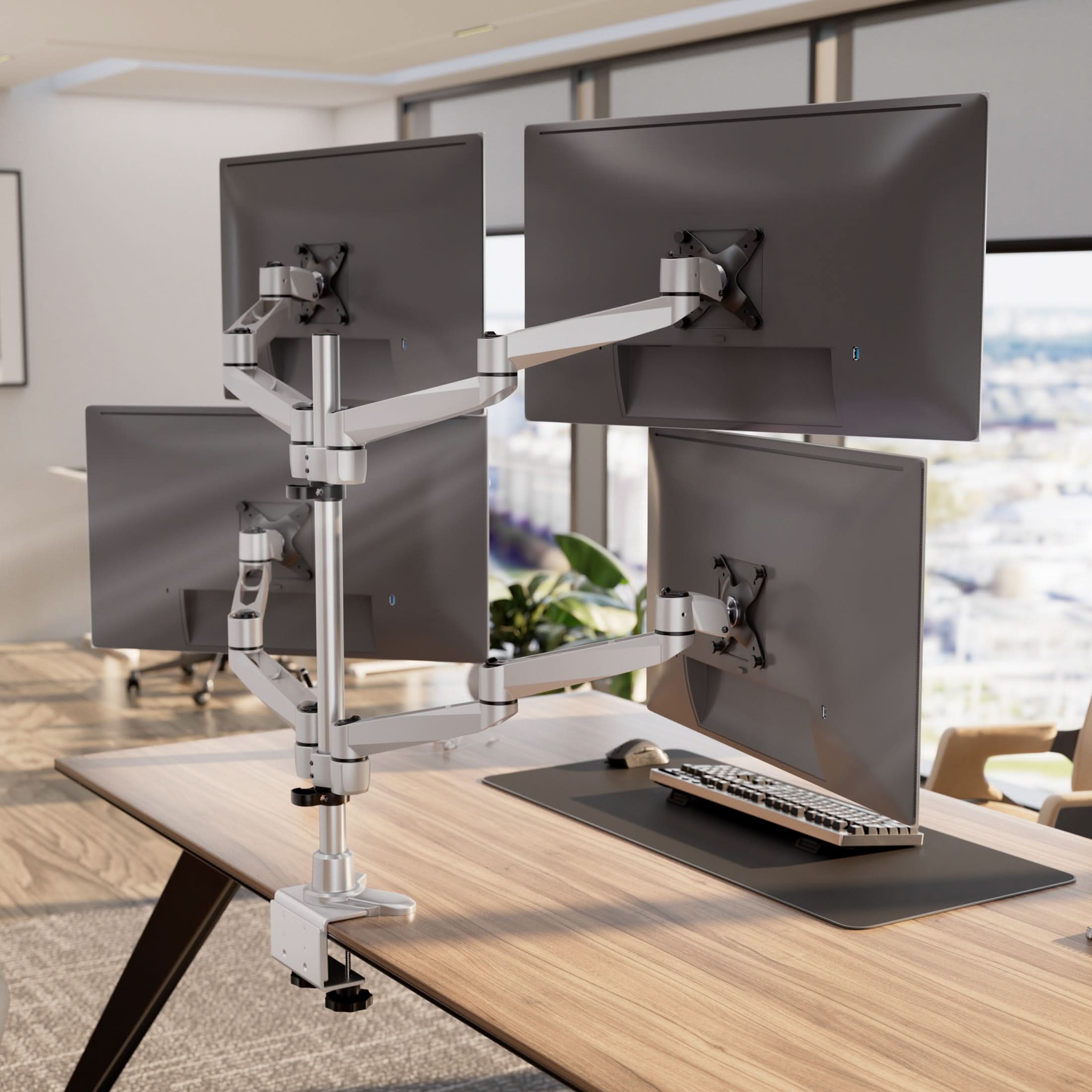 Mount-It! Full Motion Quad Monitor Desk Mount for monitors up to 32" | holds up to 19.8 lbs per monitor | MI-63156 - Thumbnail 5