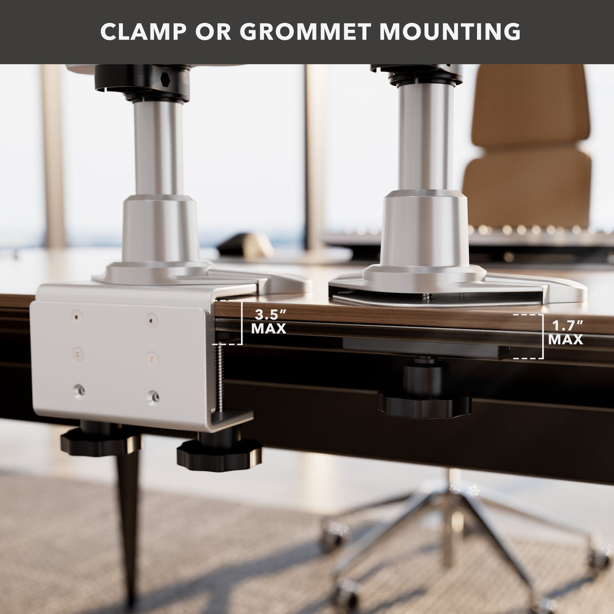 Silver Monitor Mount - Full Motion Quad Monitor Desk Mount - Mount-It! - MI-63156