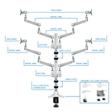 Silver Monitor Mount - Full Motion Quad Monitor Desk Mount - Mount-It! - MI-63156