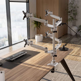 Silver Monitor Mount - Full Motion Quad Monitor Desk Mount - Mount-It! - MI-63156