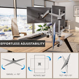 Silver Monitor Mount - Full Motion Quad Monitor Desk Mount with Gas Spring Arms - Mount-It! - MI-65156