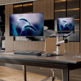 Silver Monitor Mount - Full Motion Single Monitor + Laptop Mount with Cooling Fan - Mount-It! - MI-75816