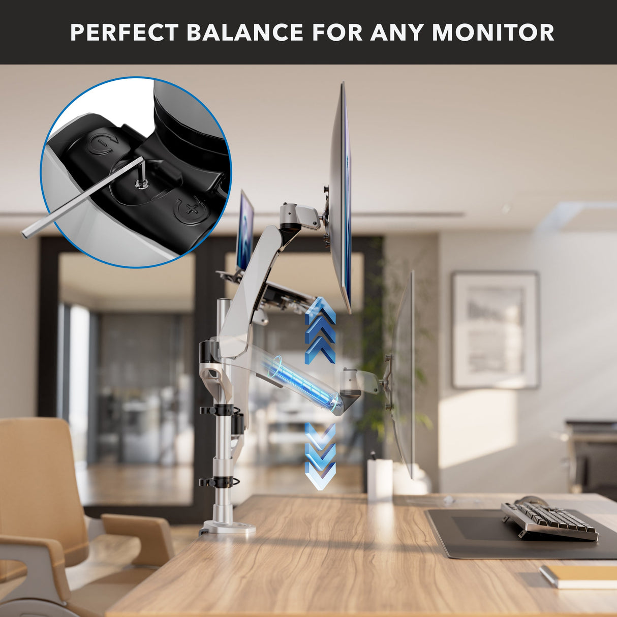 Silver Monitor Mount - Full Motion Single Monitor + Laptop Mount with Cooling Fan - Mount-It! - MI-75816