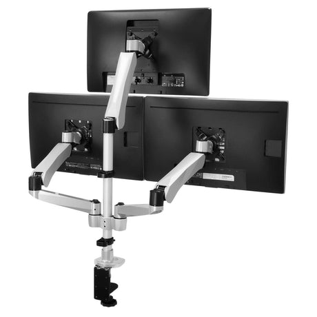 Silver Monitor Mount - Full-Motion Triple Monitor Desk Mount - Mount-It! - MI-55111