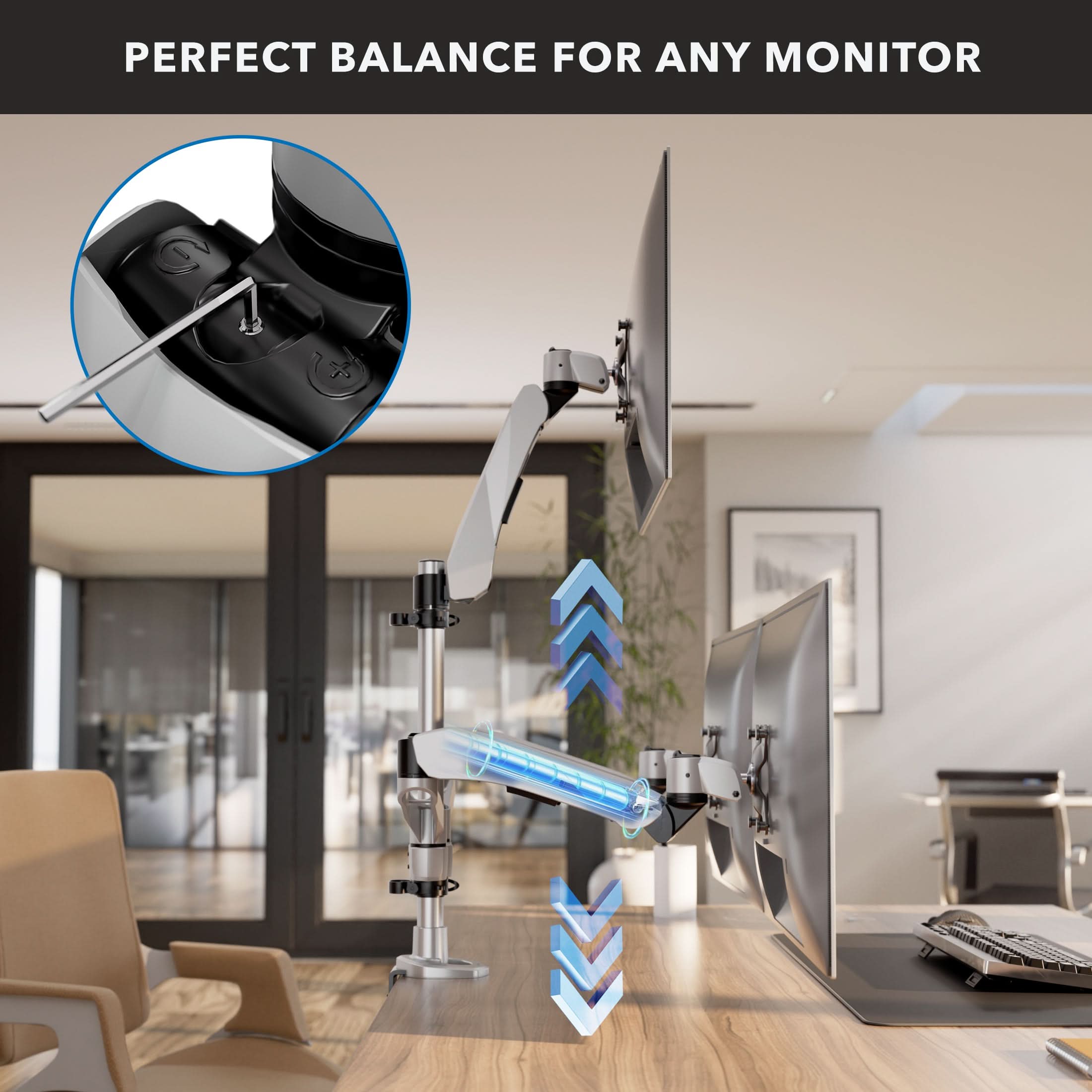 Triple Monitor Desk Mount – Gas Spring, 3×32