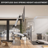 Silver Monitor Mount - Full Motion Triple Pyramid Monitor Desk Mount with Gas Spring Arms - Mount-It! - MI-55116