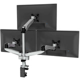 Silver Monitor Mount - Full Motion Triple Pyramid Monitor Desk Mount with Gas Spring Arms - Mount-It! - MI-55116