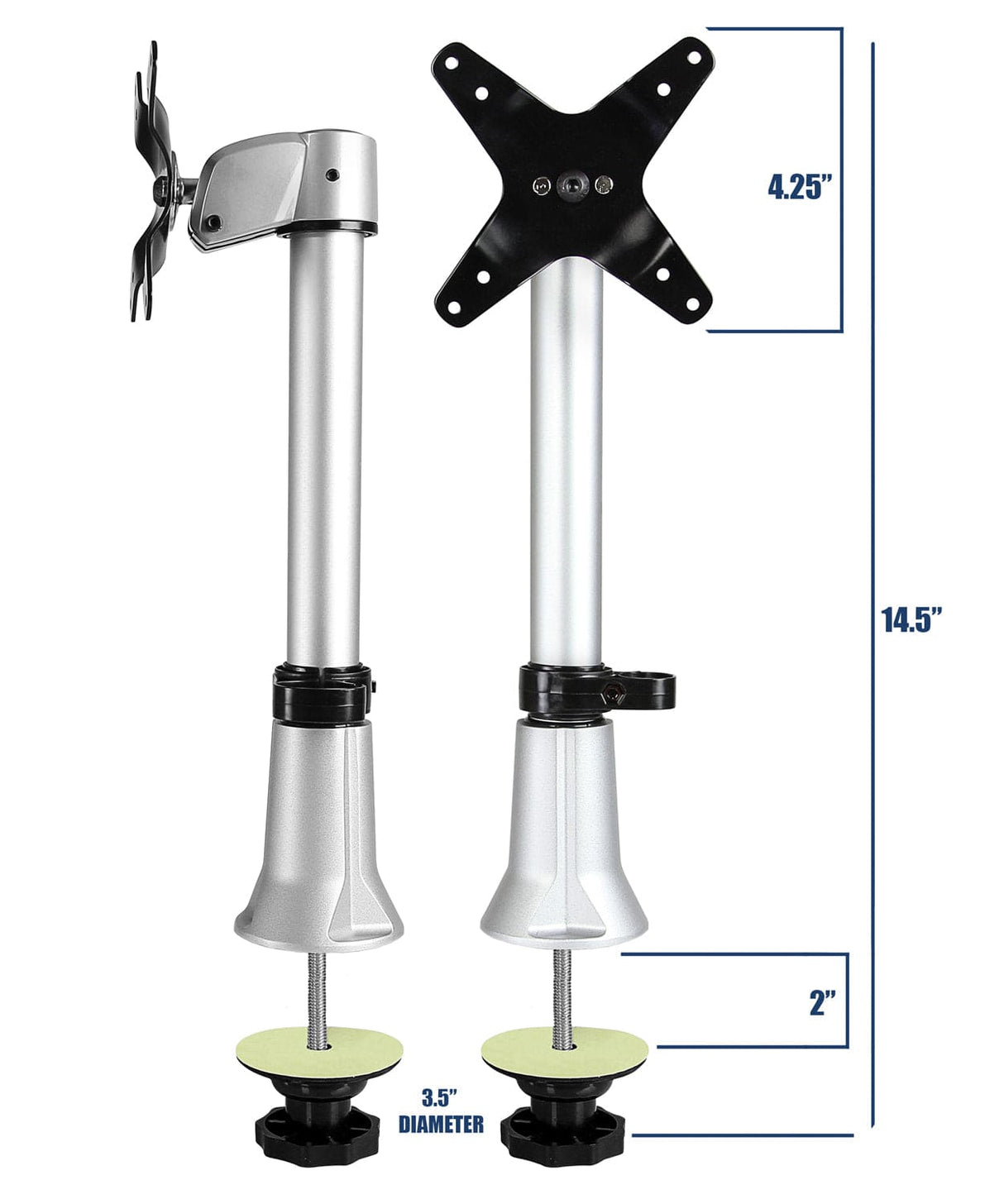 Silver Monitor Mount - Height Adjustable & Articulating Single Monitor Desk Mount - Mount-It! - MI-31111