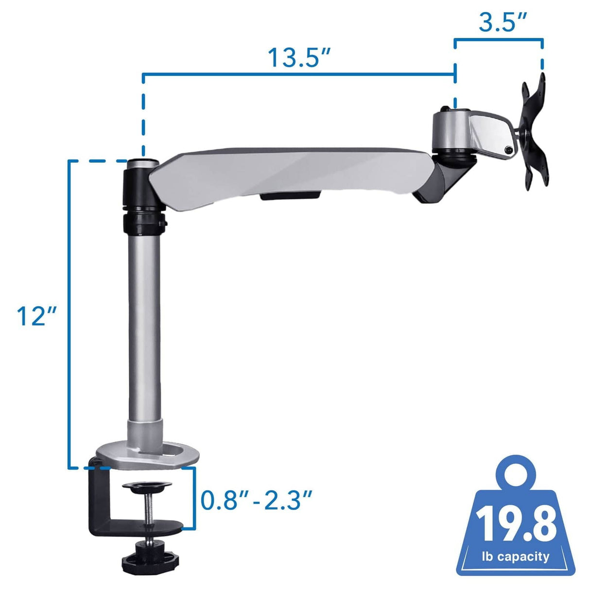 Silver Monitor Mount - Premium Single Monitor Desk Mount - Mount-It! - MI-34116