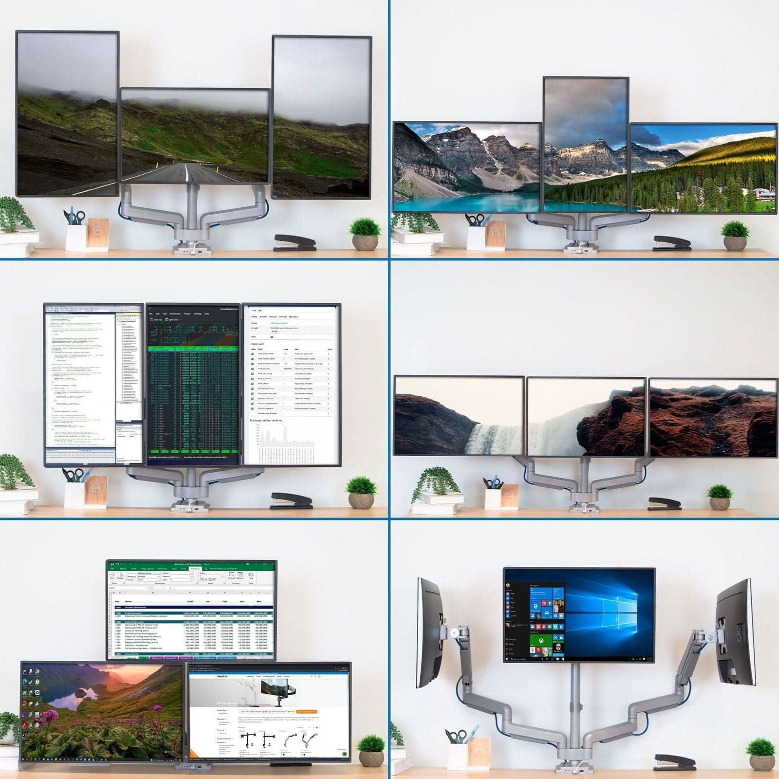Mount-It! Triple Monitor Desk Mount w/ USB, USB-C & Audio Ports - Thumbnail 5