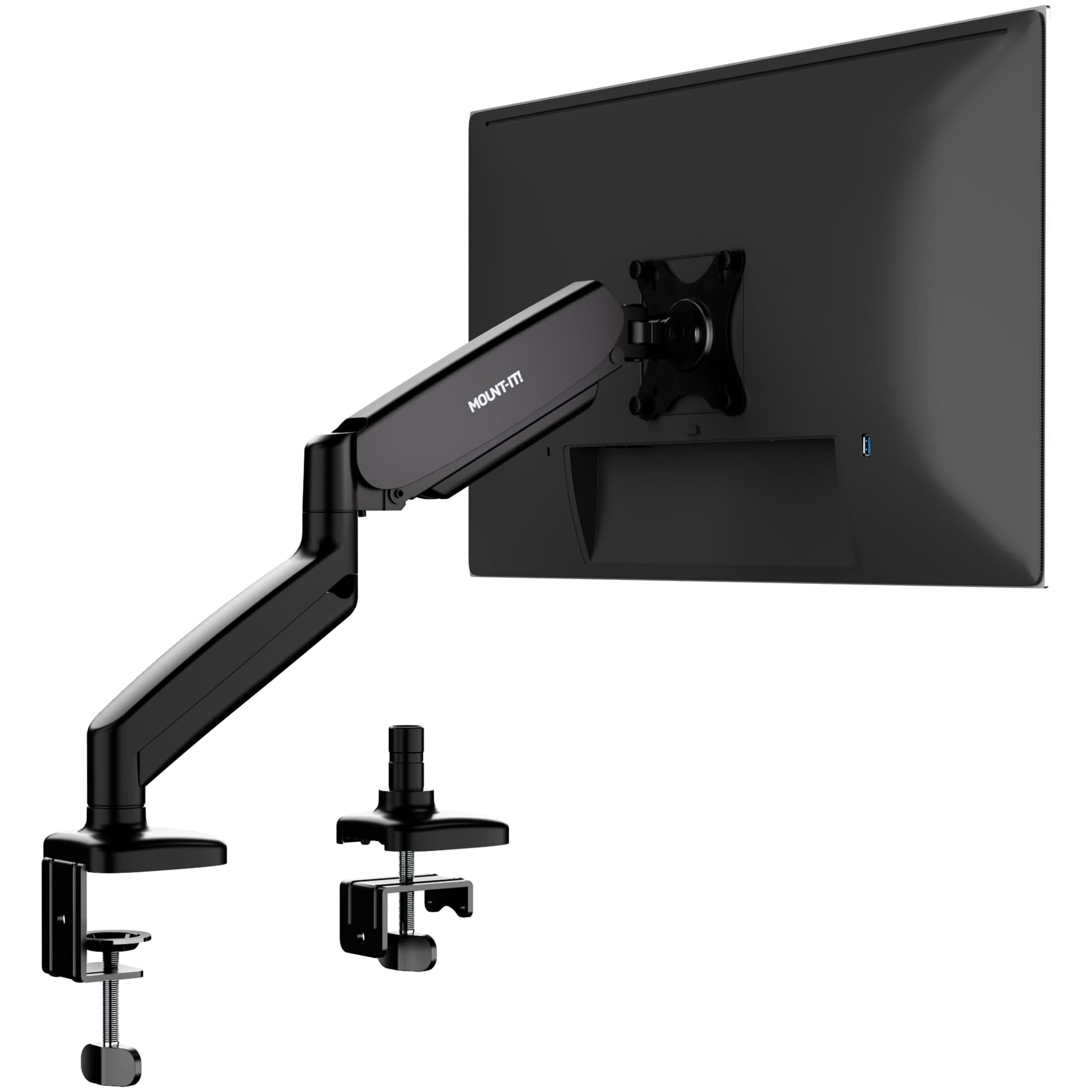 Mount-It! Single Monitor Desk Mount with Gas Spring Arm for monitors up to 32" | holds up to 17.6 lbs | MI-1881BLK