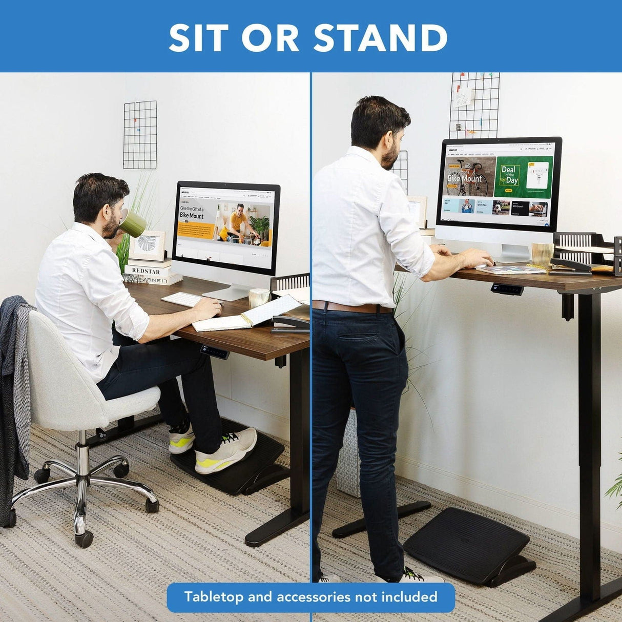Standing Desk - Single Motor Electric Standing Desk Base - Mount-It! -