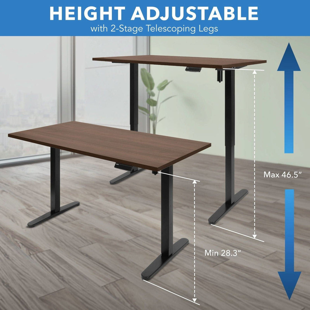 Standing Desk - Single Motor Electric Standing Desk Base - Mount-It! -