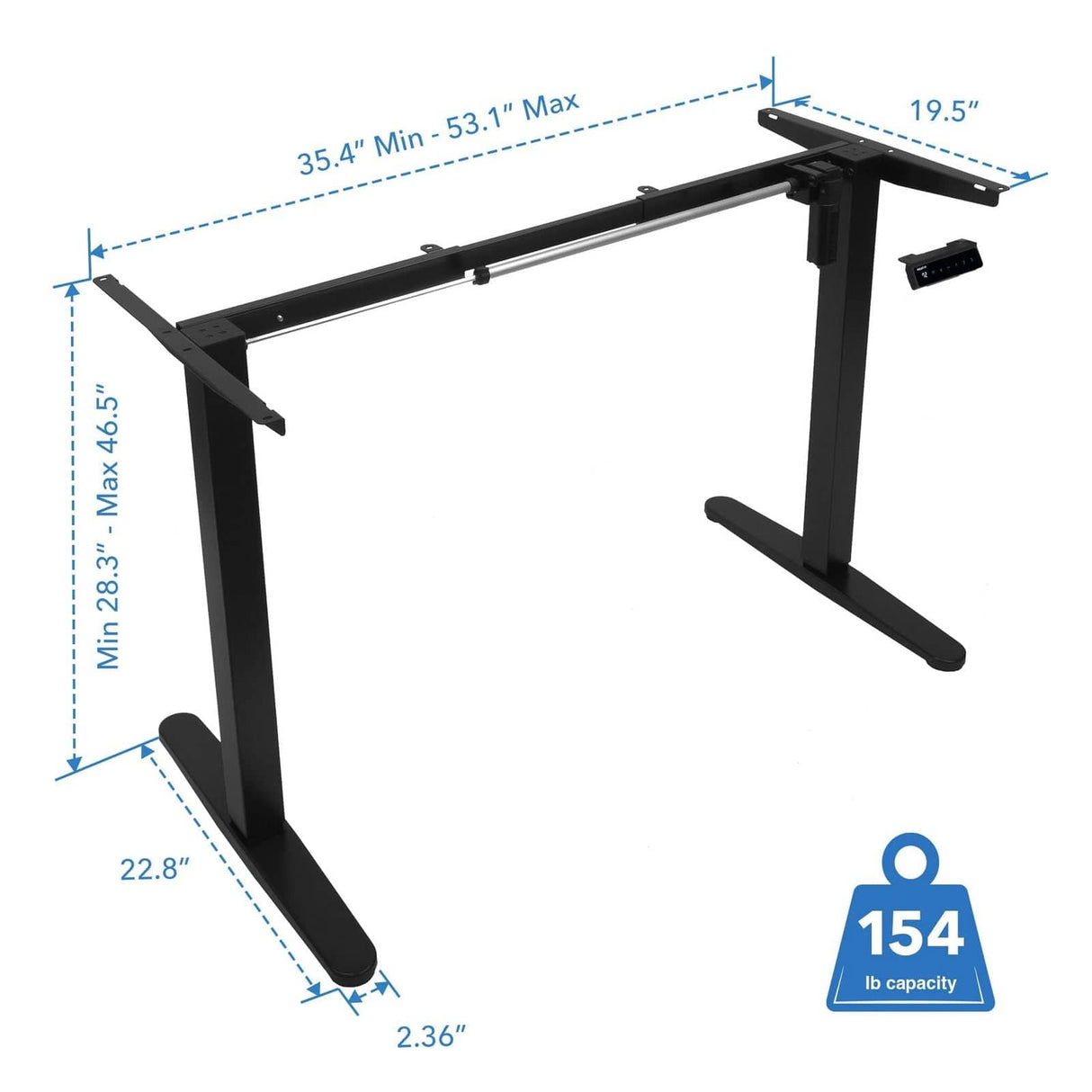 Standing Desk - Single Motor Electric Standing Desk Base - Mount-It! -