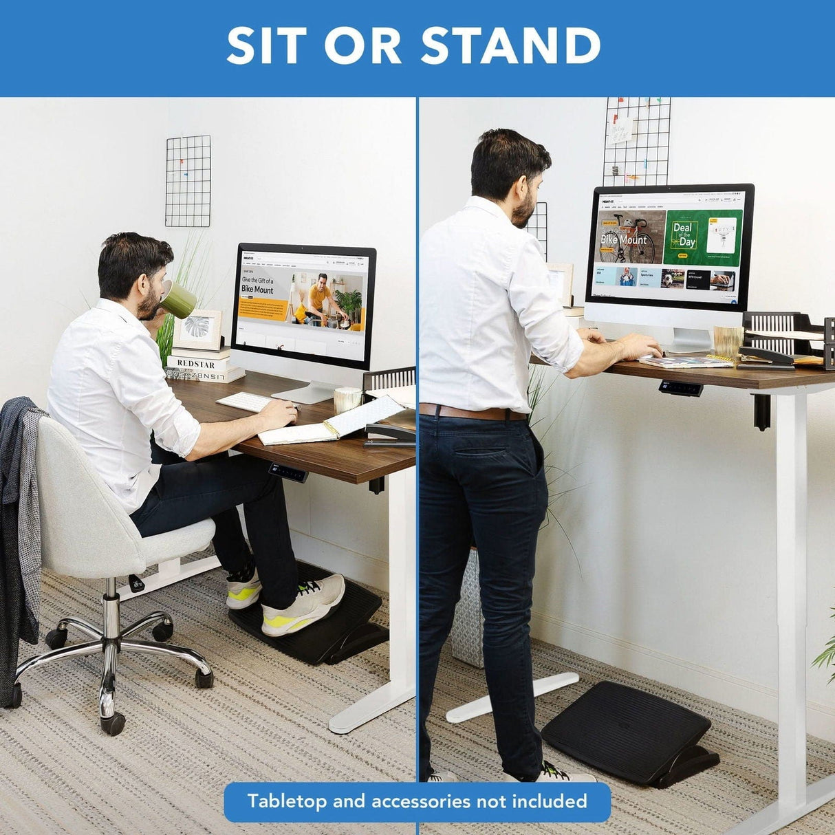 Standing Desk - Single Motor Electric Standing Desk Base - Mount-It! -