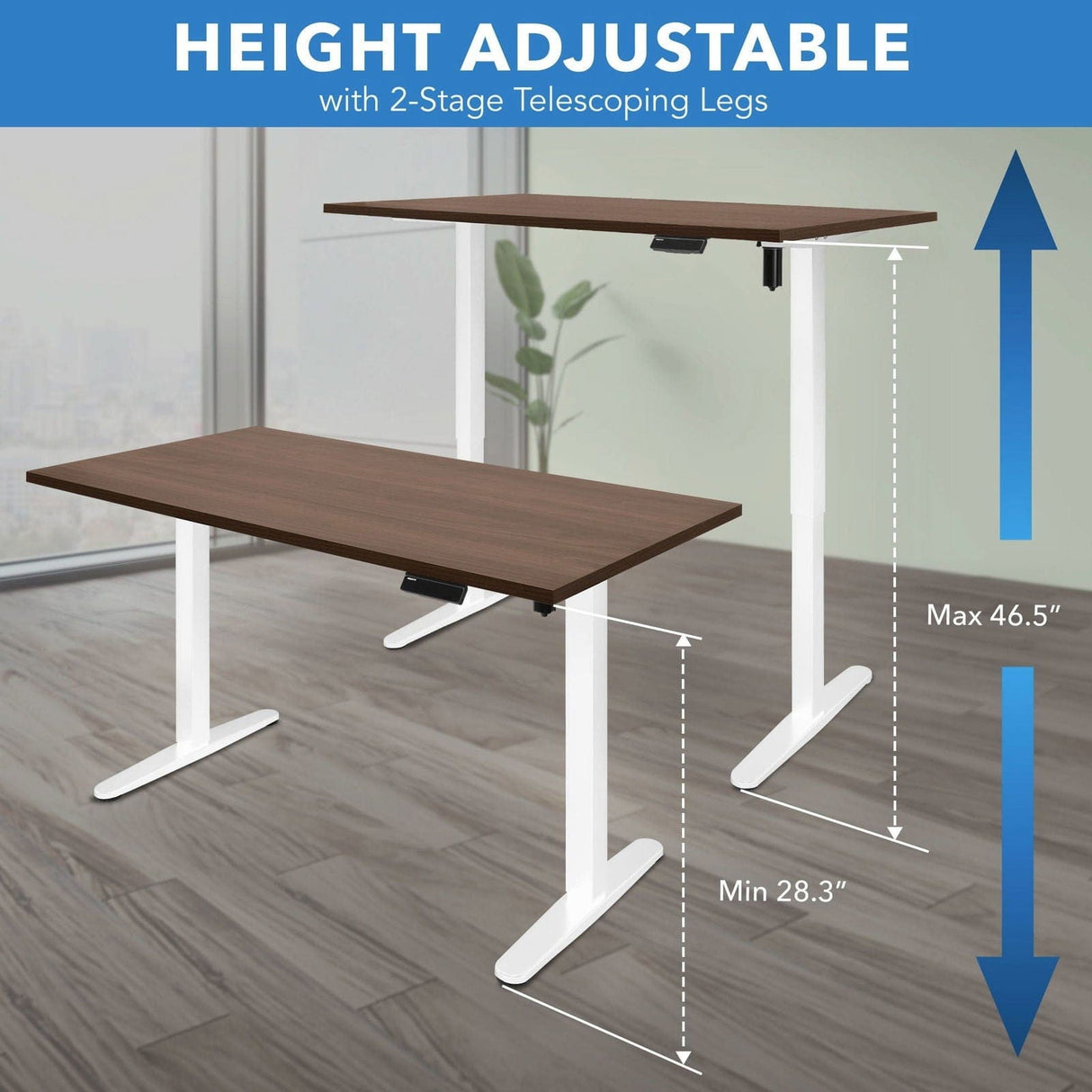 Standing Desk - Single Motor Electric Standing Desk Base - Mount-It! -