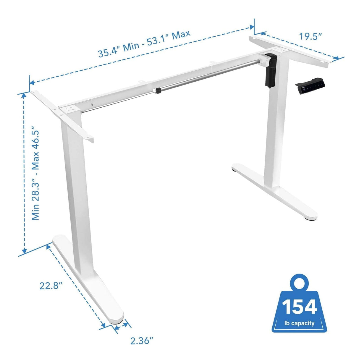 Standing Desk - Single Motor Electric Standing Desk Base - Mount-It! -