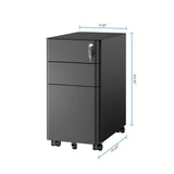 File Cabinet - Slim Rolling File Cabinet with 3 Drawers - Mount-It! -