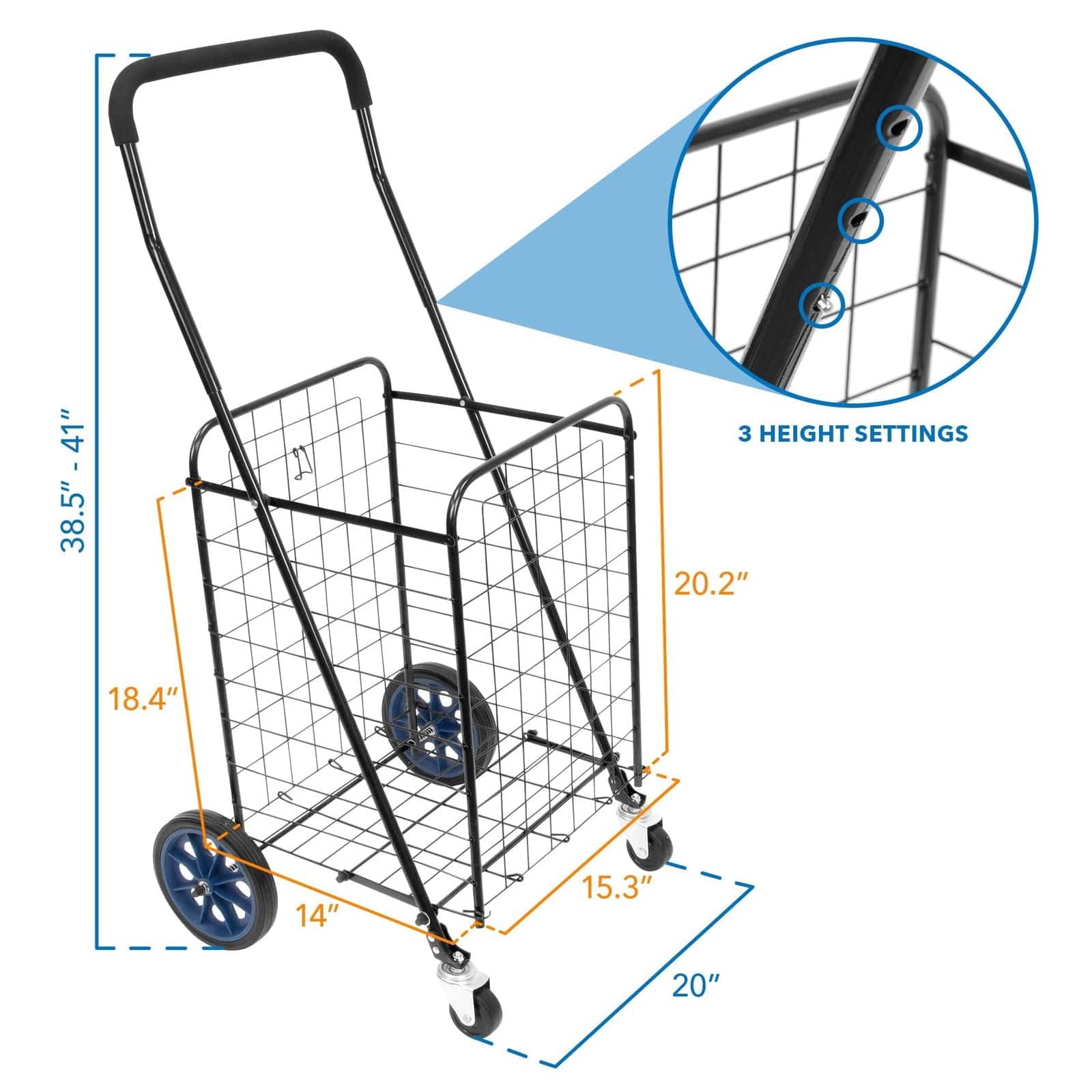 Mount-It! Small Rolling Utility Shopping Cart | holds up to 66 lbs | MI-907S