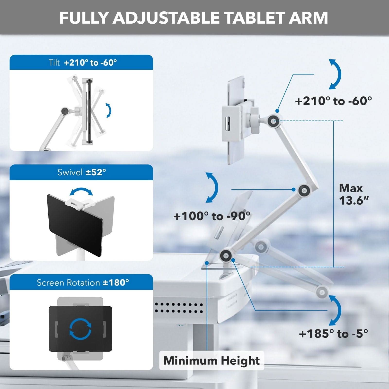 Tablet Arm for MedHub Mobile Workstations - Mount-It!